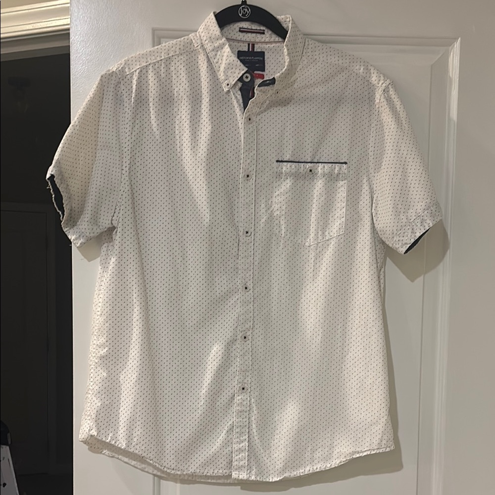 Men’s Denim & Flower White Casual Button Down Shirt